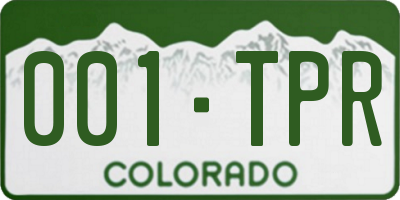 CO license plate 001TPR