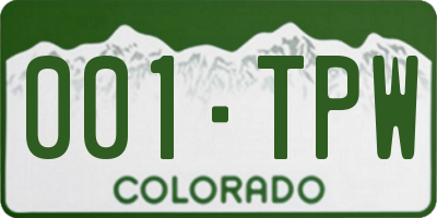 CO license plate 001TPW