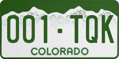 CO license plate 001TQK