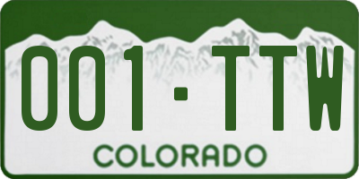 CO license plate 001TTW