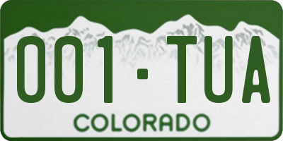 CO license plate 001TUA