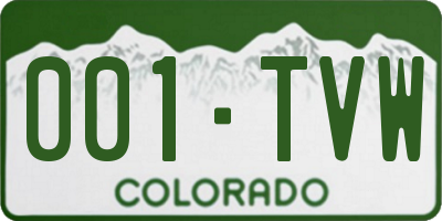 CO license plate 001TVW