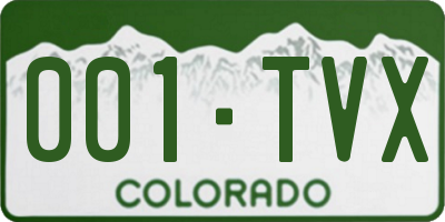 CO license plate 001TVX