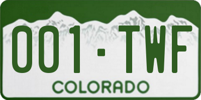 CO license plate 001TWF