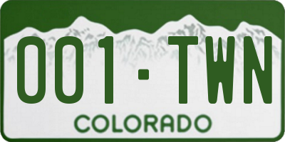 CO license plate 001TWN