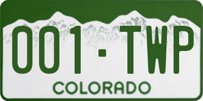 CO license plate 001TWP