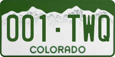 CO license plate 001TWQ