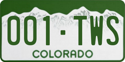 CO license plate 001TWS