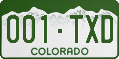 CO license plate 001TXD