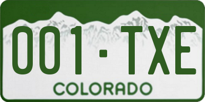 CO license plate 001TXE