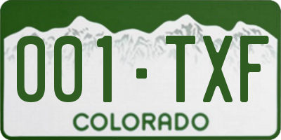 CO license plate 001TXF