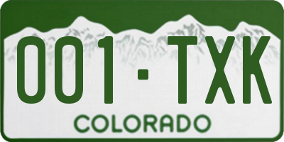 CO license plate 001TXK