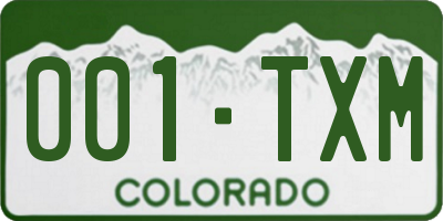 CO license plate 001TXM