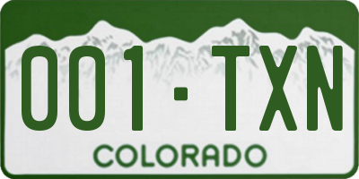 CO license plate 001TXN
