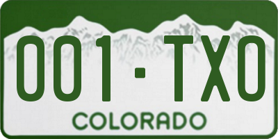 CO license plate 001TXO