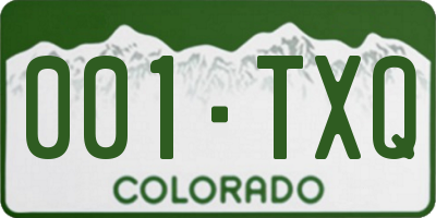 CO license plate 001TXQ