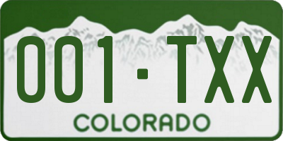 CO license plate 001TXX