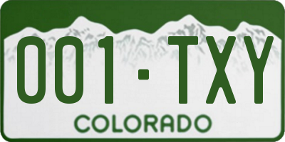 CO license plate 001TXY