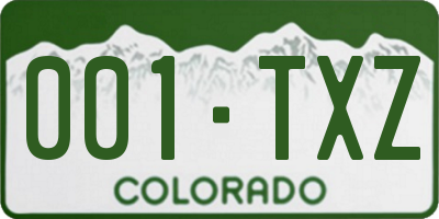 CO license plate 001TXZ