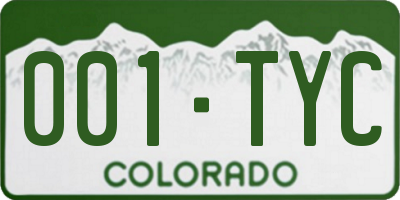 CO license plate 001TYC