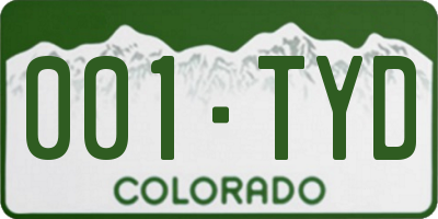CO license plate 001TYD