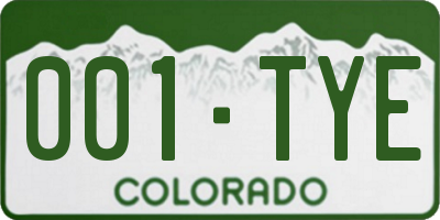 CO license plate 001TYE