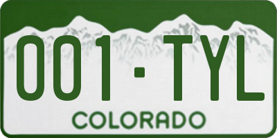 CO license plate 001TYL