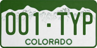 CO license plate 001TYP