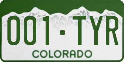 CO license plate 001TYR