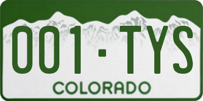 CO license plate 001TYS