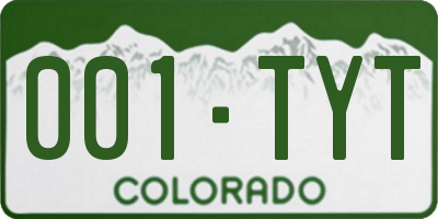 CO license plate 001TYT