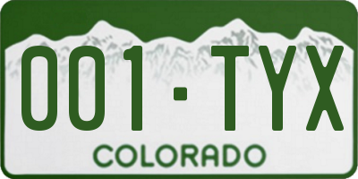 CO license plate 001TYX