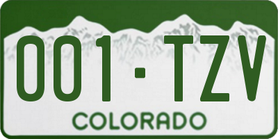 CO license plate 001TZV