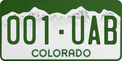 CO license plate 001UAB