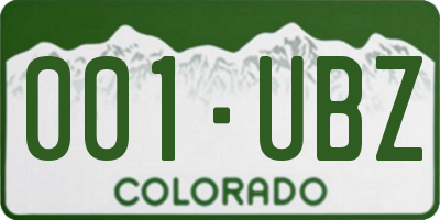 CO license plate 001UBZ