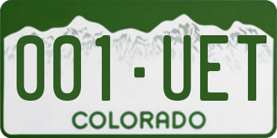 CO license plate 001UET