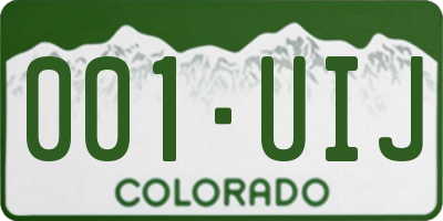 CO license plate 001UIJ
