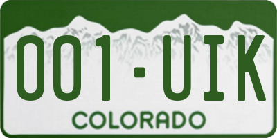 CO license plate 001UIK