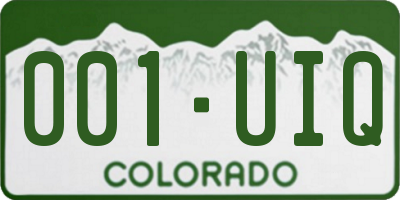 CO license plate 001UIQ