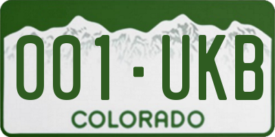 CO license plate 001UKB