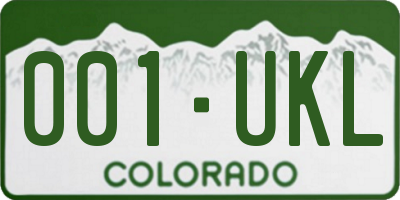 CO license plate 001UKL