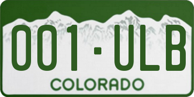 CO license plate 001ULB