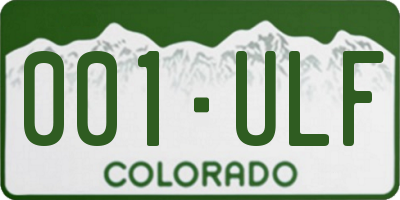 CO license plate 001ULF