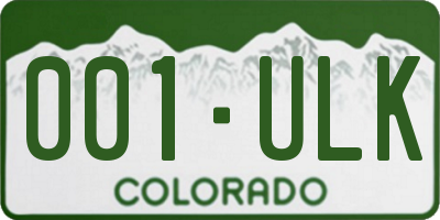 CO license plate 001ULK