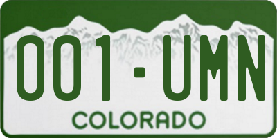 CO license plate 001UMN