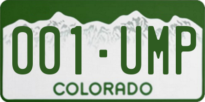 CO license plate 001UMP