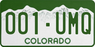 CO license plate 001UMQ