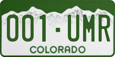 CO license plate 001UMR