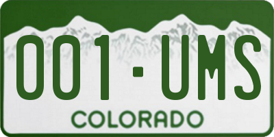 CO license plate 001UMS