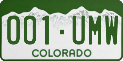 CO license plate 001UMW